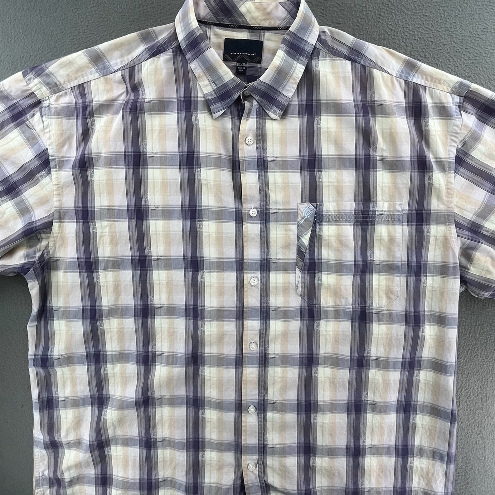 Phat Farm Men Shirt Cotton Plaid 2XL Streetwear Hip Hop Y2K Button Down